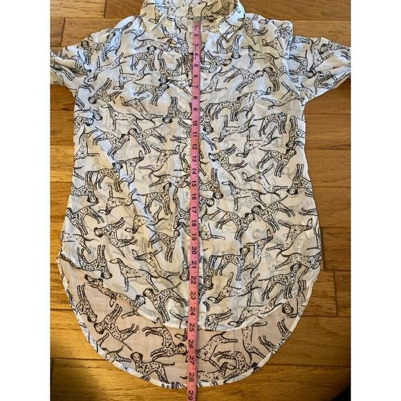A New Day women's sheer dog patterned high low collared button front blouse sz S - Picture 6 of 8